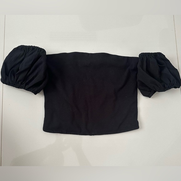 Z Supply Xenia Puff Sleeve Off Shoulder Top Black Size Medium - Picture 4 of 6